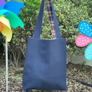 Navy blue handmade tote bag